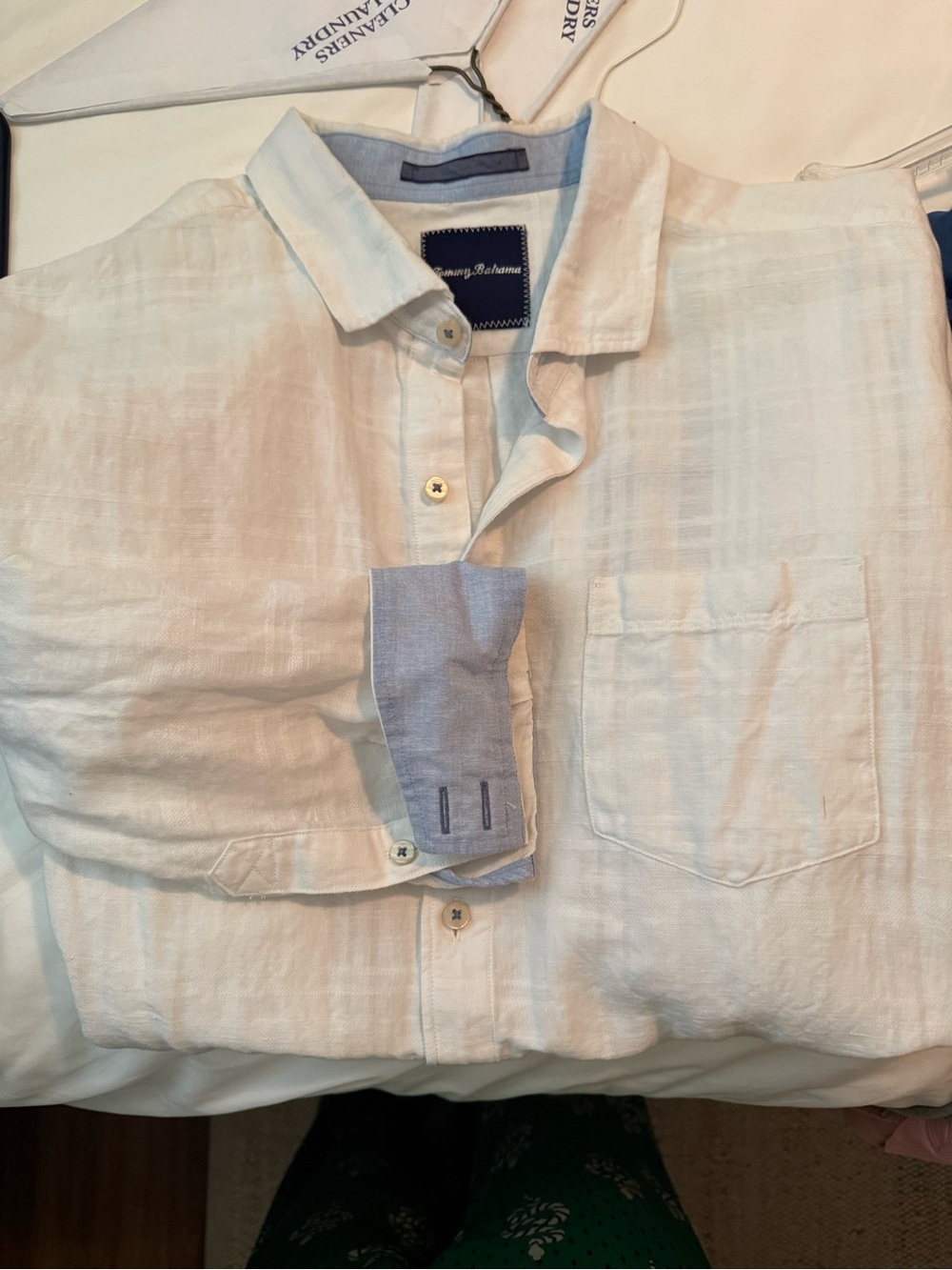 Tommy Bahama White Linen Casual Button-Down Shirt - Picture 2 of 4